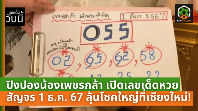 ปิงปองน้องเพชรกล้า เปิดเลขเด็ดหวยสัญจร 1 ธ.ค. 67 ลุ้นโชคใหญ่ที่เชียงใหม่!